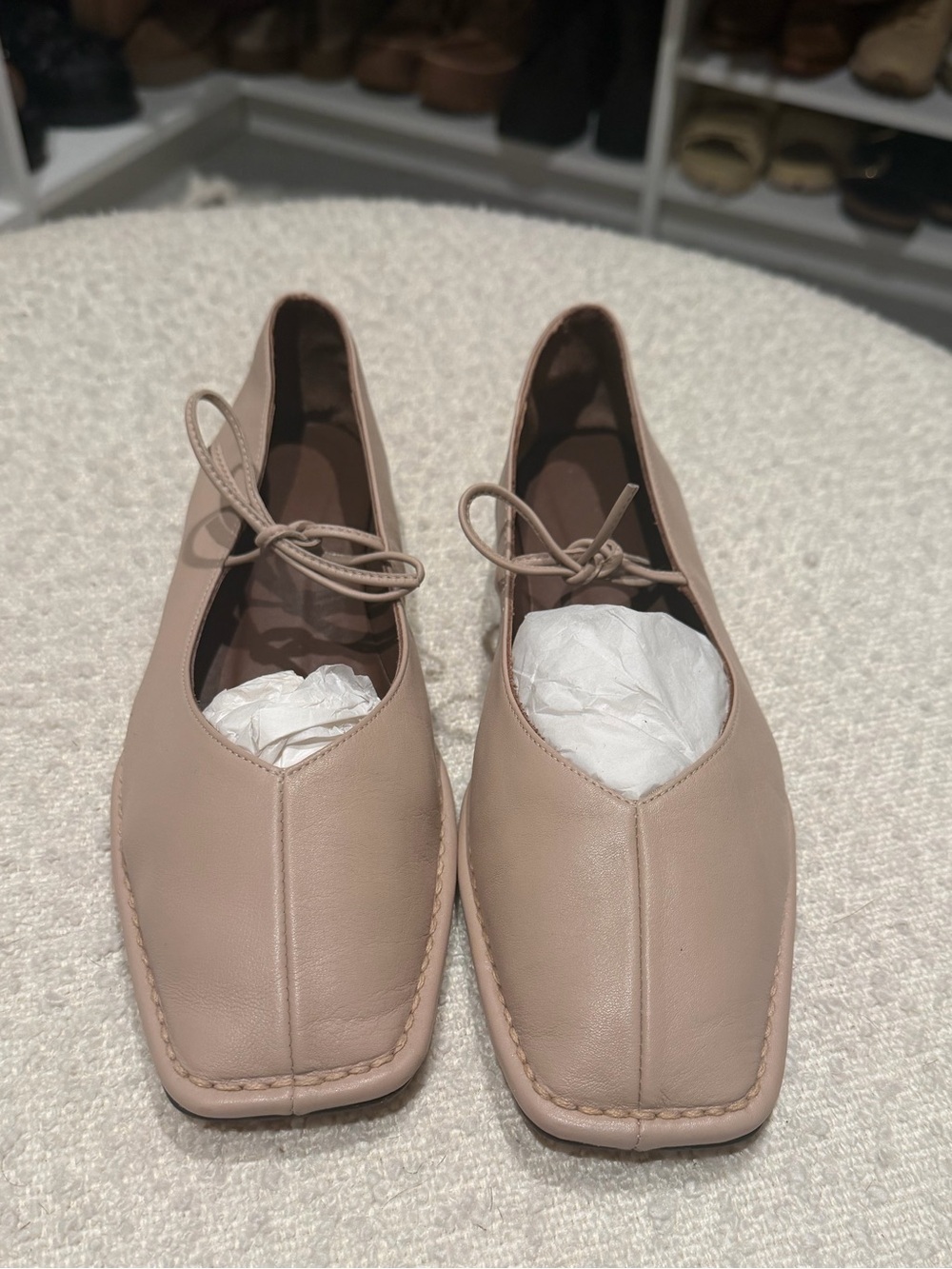 ALOHAS SWAY CREAM LEATHER BALLET FLATS - Picture 5 of 6